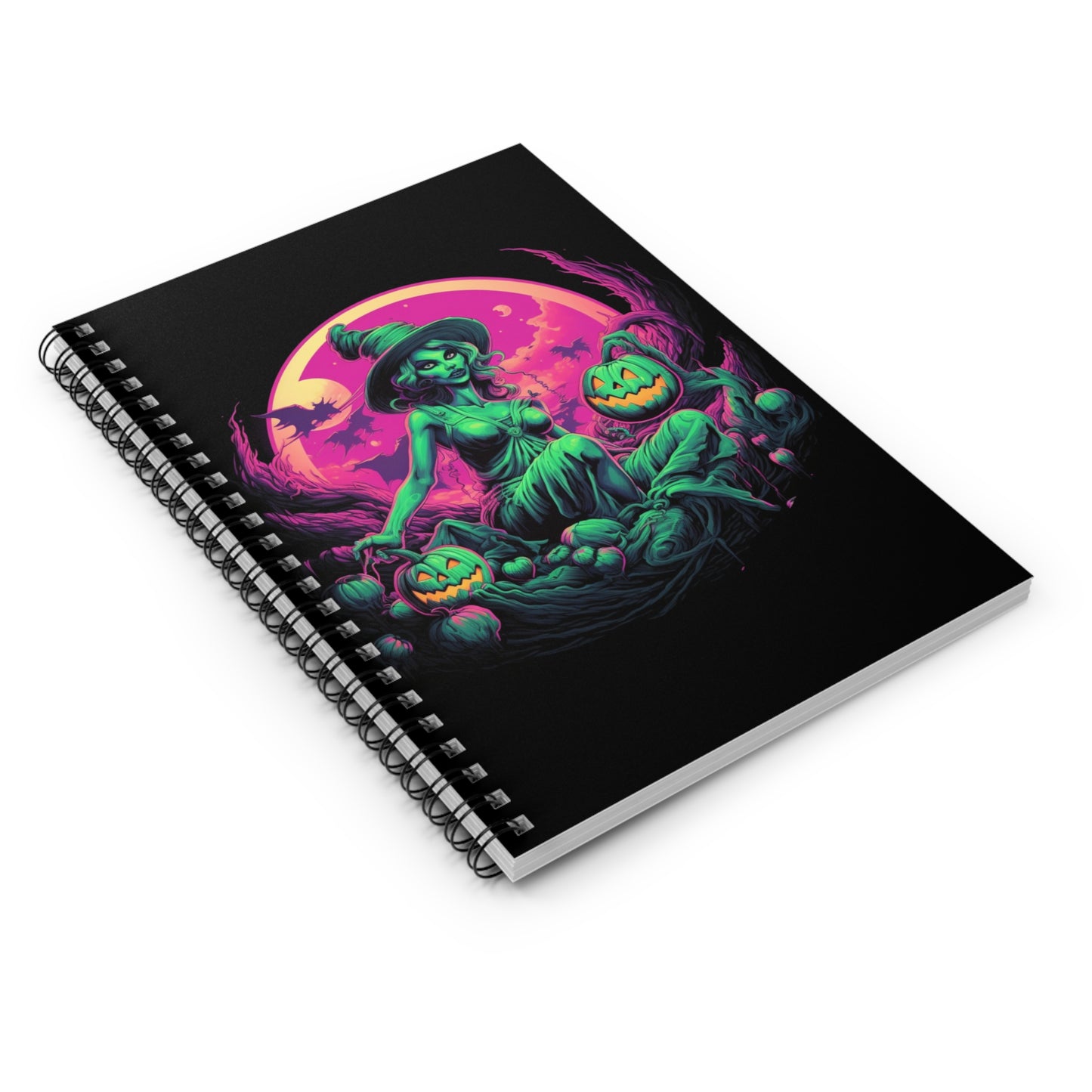 Cuaderno de espiral de bruja de Halloween - Línea reglada