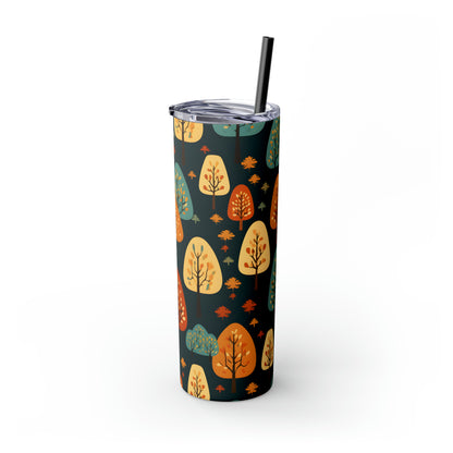 Fall Trees Un vaso delgado con pajita, 20 oz