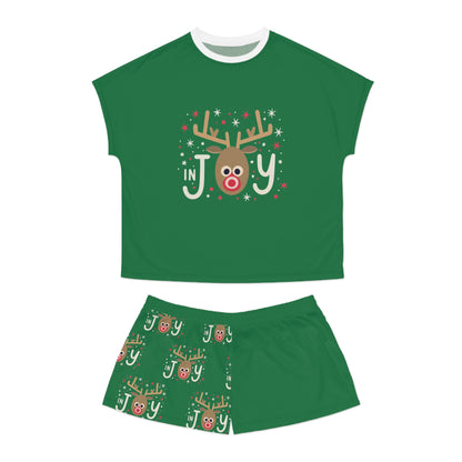 In Joy B Reindeer Women's Short Pajama Set