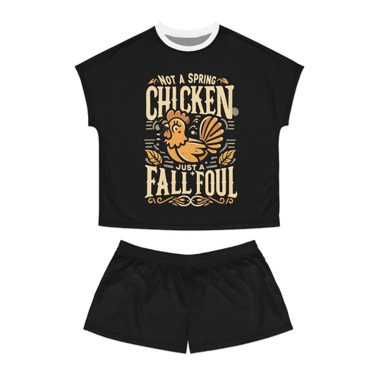 Fall Foul A Black Women's Short Pajama Set
