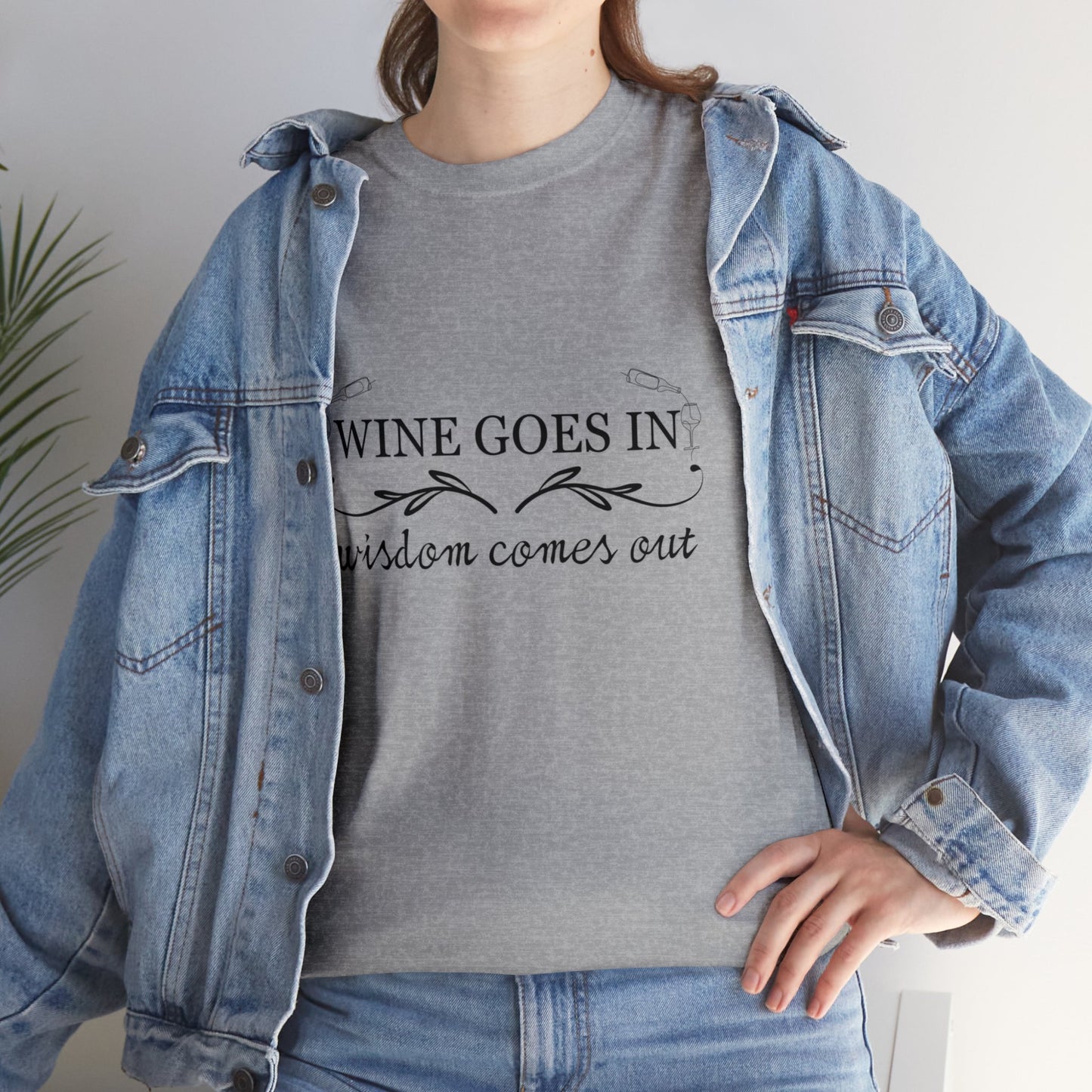 Wine Goes In... Unisex Heavy Cotton Tee