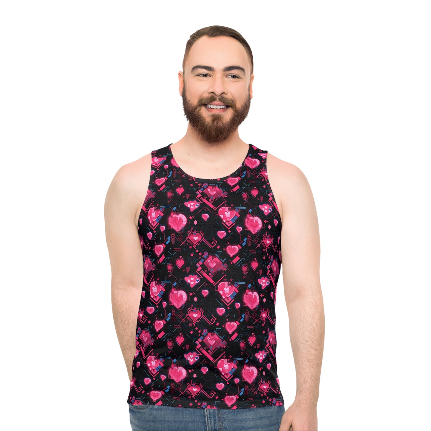 Pink Heart Unisex Tank Top (AOP)