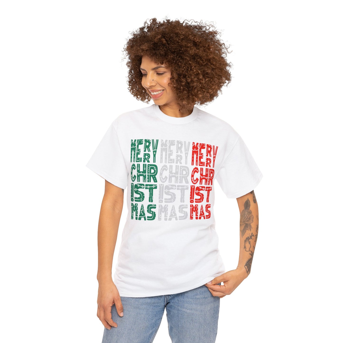 Multiple Merry Christmas Unisex Heavy Cotton Tee