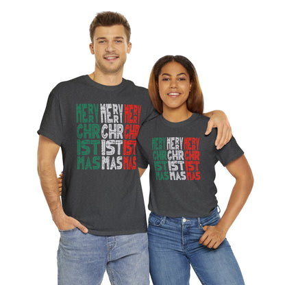 Multiple Merry Christmas Unisex Heavy Cotton Tee