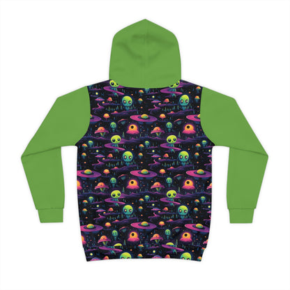 Aliens A Green Children's Hoodie (AOP)