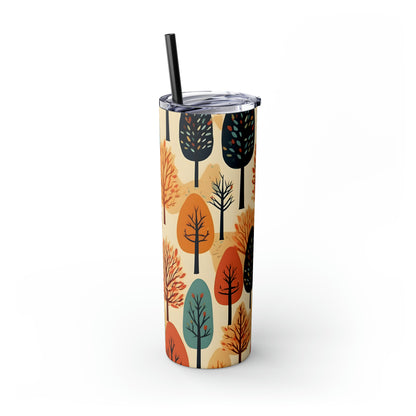 Vaso delgado con pajita Fall Trees B, 20 oz