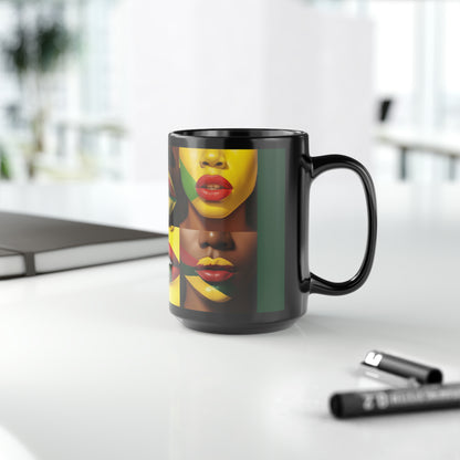 BHE Lips Lips A Simple Black Mug, 15oz