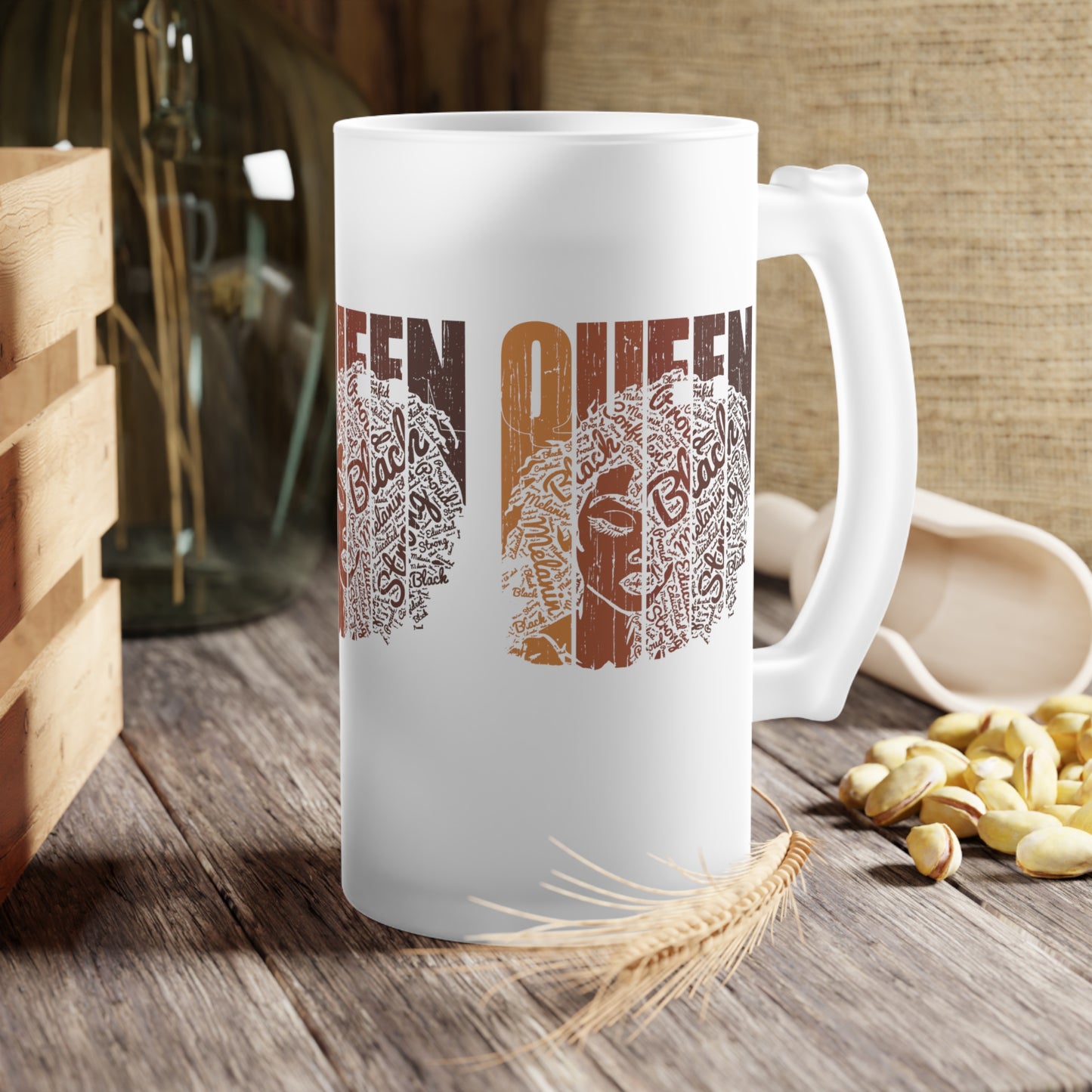 Queen Frosted Glass Beer Mug