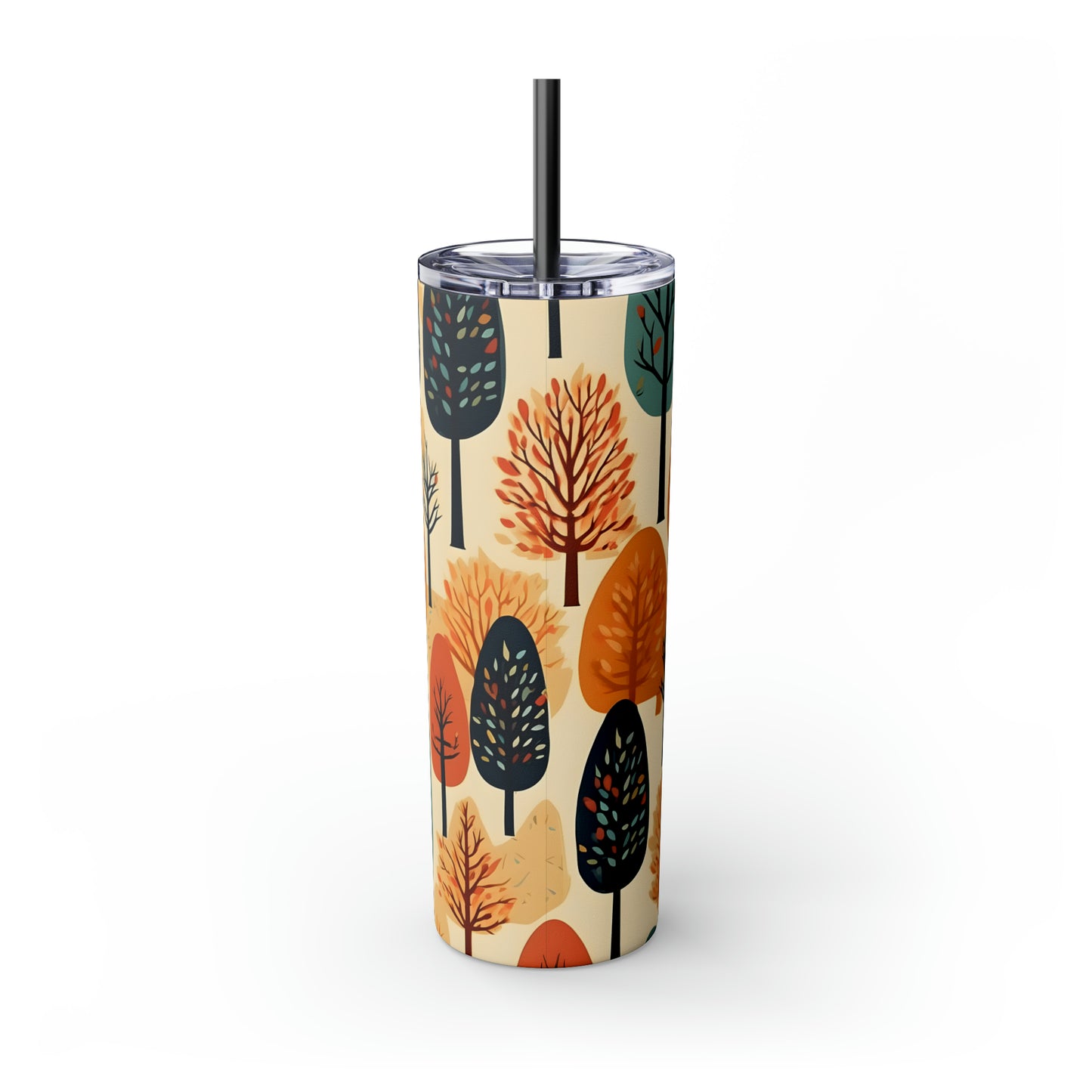 Vaso delgado con pajita Fall Trees B, 20 oz