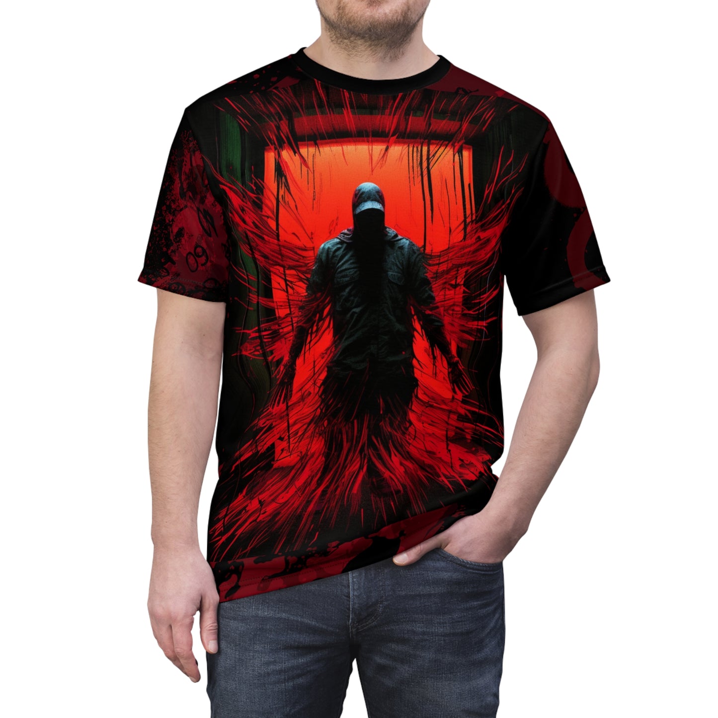 Fiery Doorway SPLATTER Camiseta unisex cortada y cosida (AOP)