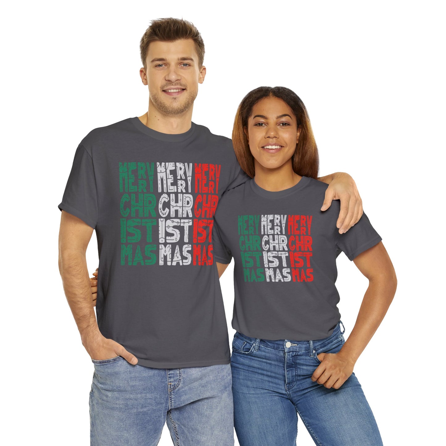 Multiple Merry Christmas Unisex Heavy Cotton Tee