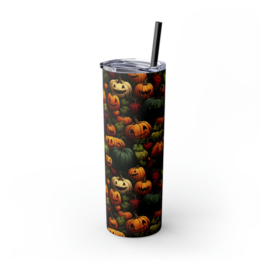 Pumpkins D Vaso flaco con pajita, 20 oz