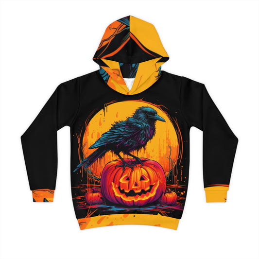 Sudadera con capucha para niños Fall Pumpkin Bird B (AOP)