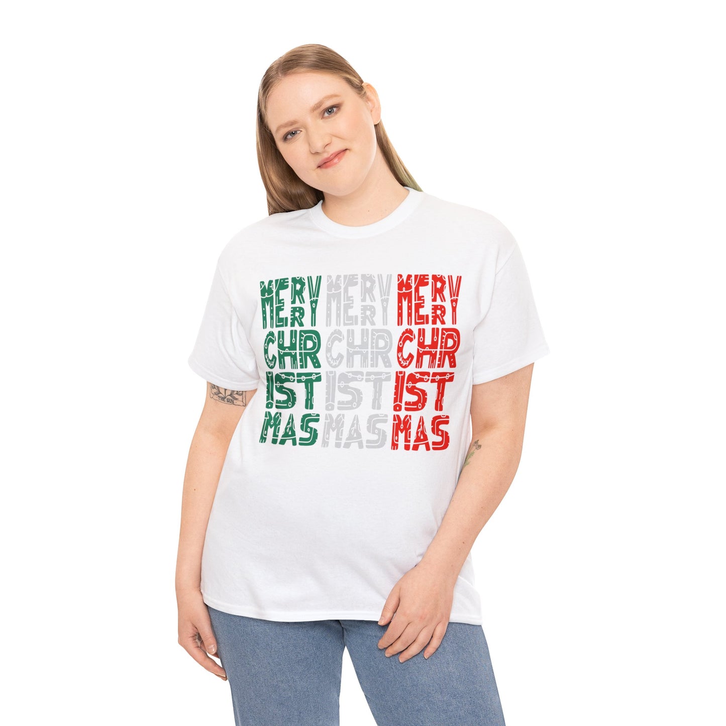 Multiple Merry Christmas Unisex Heavy Cotton Tee