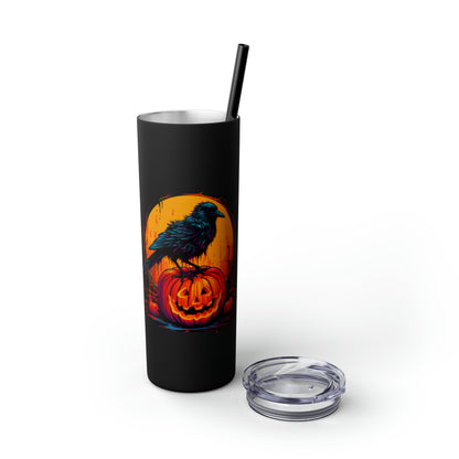 Vaso delgado con pajita Fall Pumpkin Bird B, 20 oz