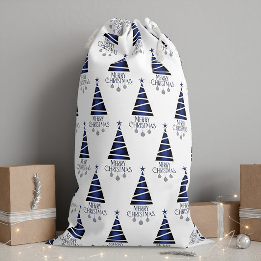 Merry Christmas Blue Tree Gift Sack