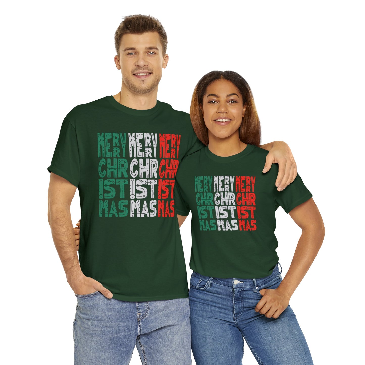 Multiple Merry Christmas Unisex Heavy Cotton Tee