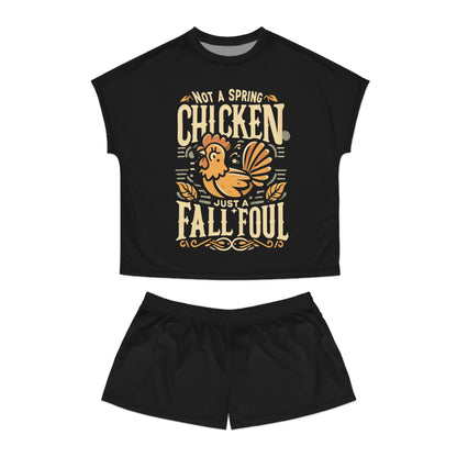 Fall Foul A Black Women's Short Pajama Set