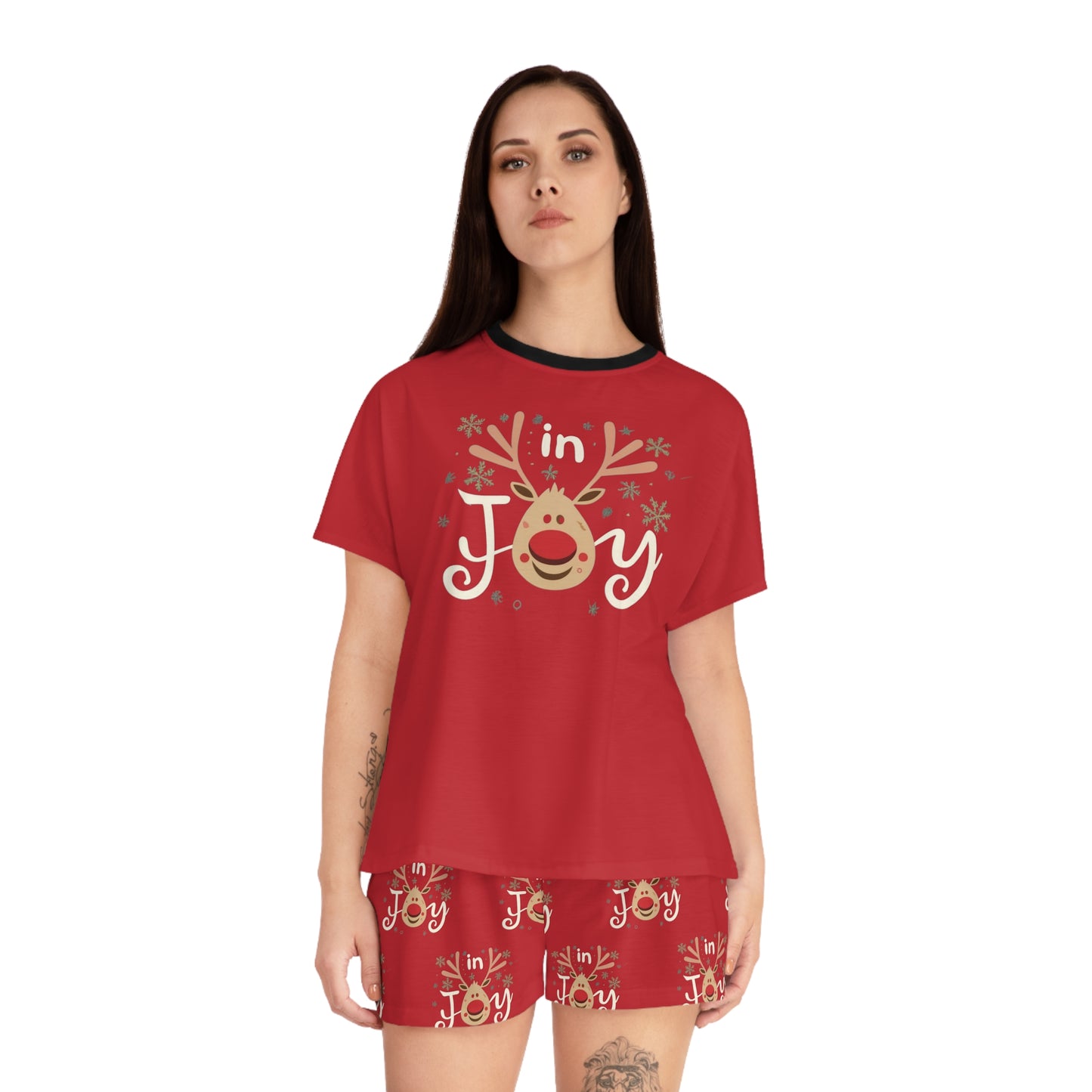 In Joy E Reindeer Women's Short Pajama Set