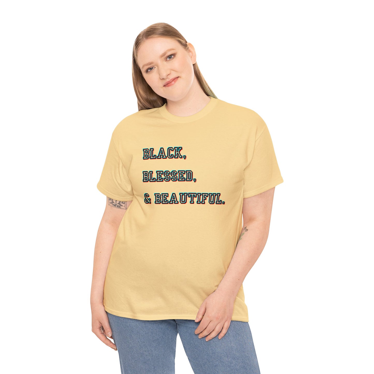 Black Blessed and Beautiful 2 Unisex Heavy Cotton Tee