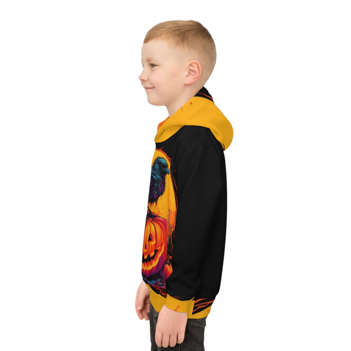 Sudadera con capucha para niños Fall Pumpkin Bird B (AOP)