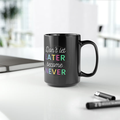 Later BC Never Simple Black Mug, 15oz