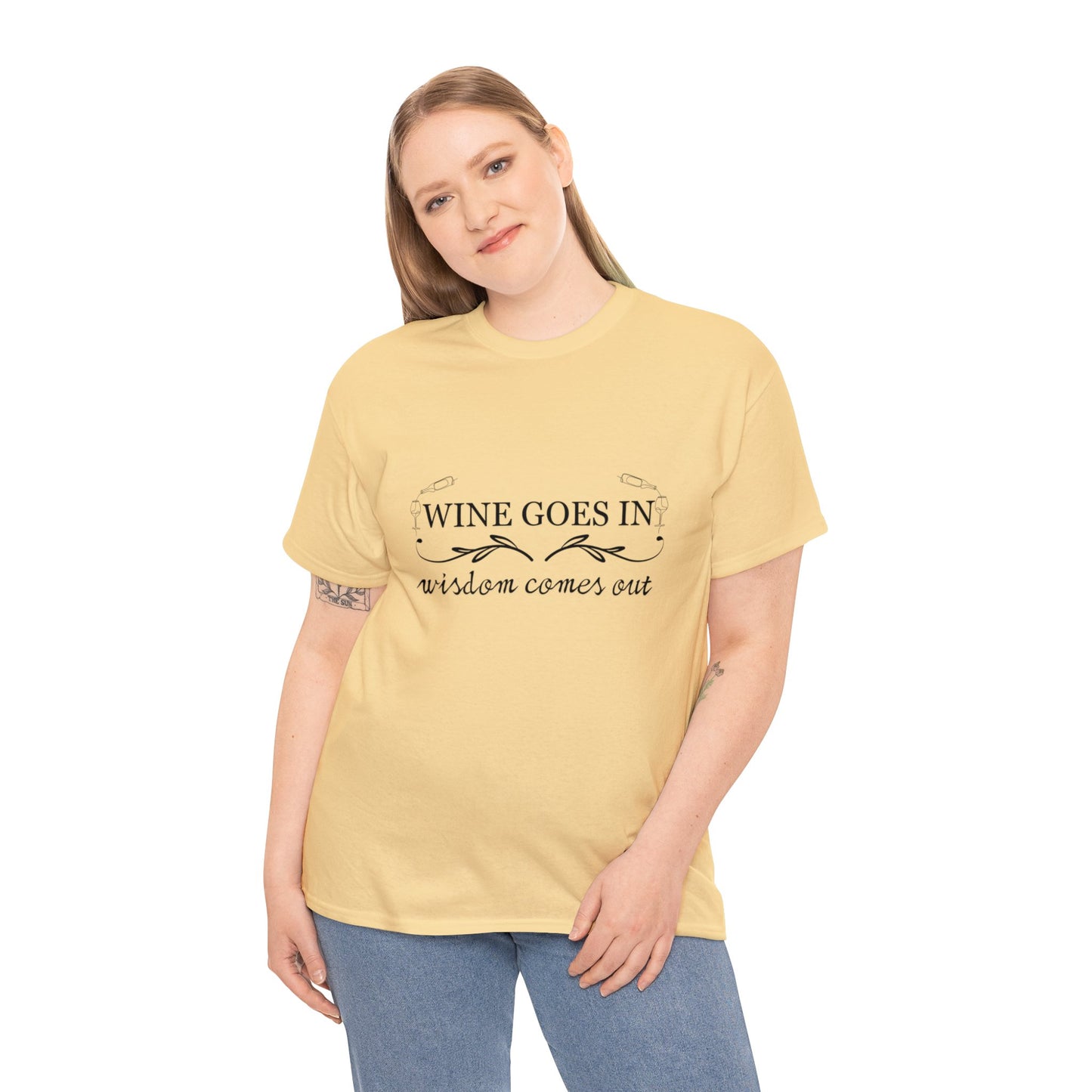 Wine Goes In... Unisex Heavy Cotton Tee