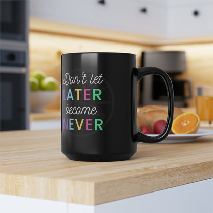 Later BC Never Simple Black Mug, 15oz