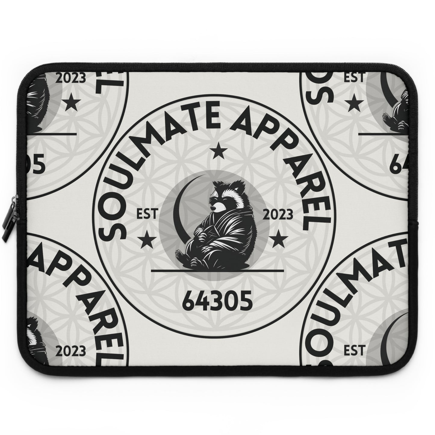 Soulmate Apparel Tanuki Black Text Offwhite Laptop Sleeve