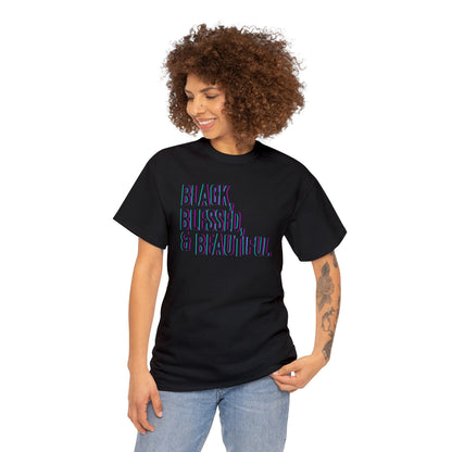 Black Blessed and Beautiful 3 Unisex Heavy Cotton Tee