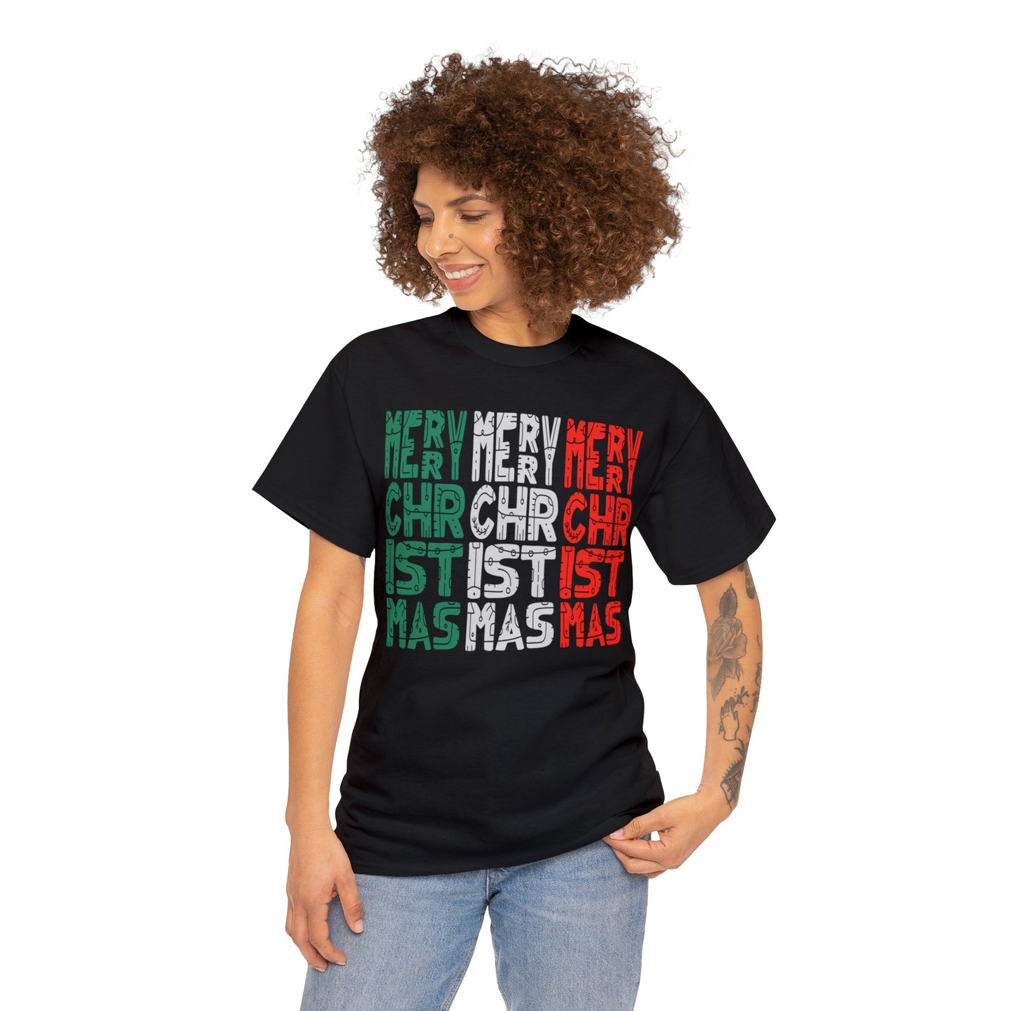 Multiple Merry Christmas Unisex Heavy Cotton Tee