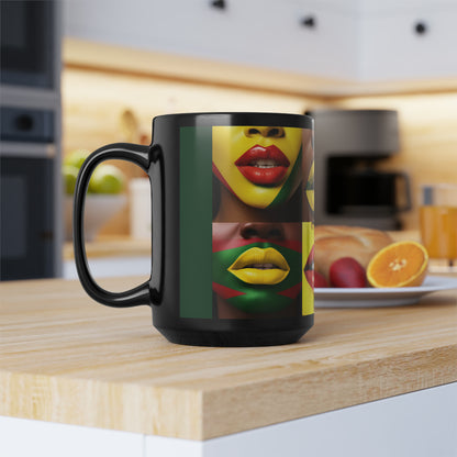 BHE Lips Lips A Simple Black Mug, 15oz