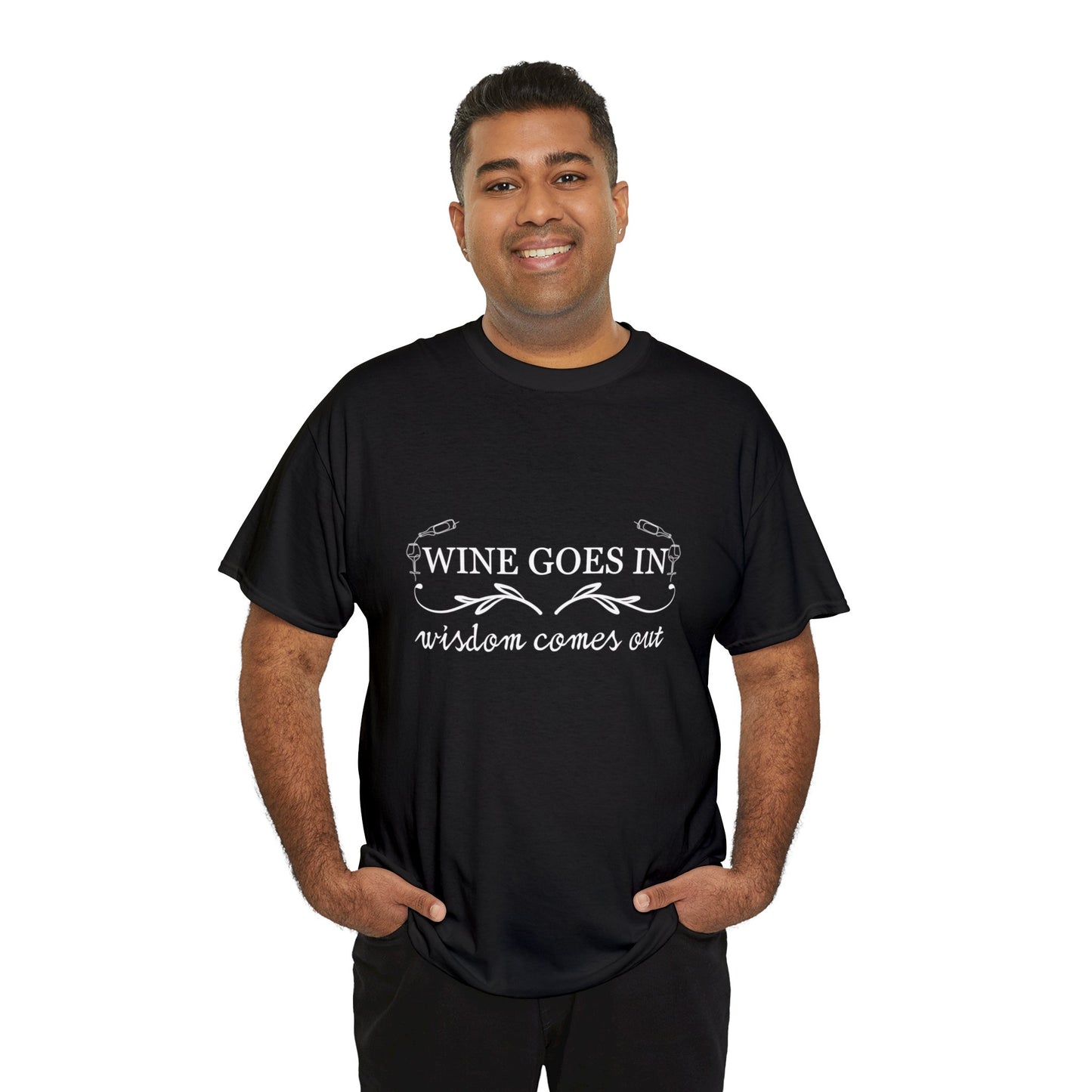 Wine Goes In... Unisex Heavy Cotton Tee