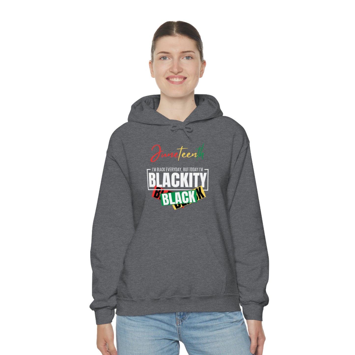 Juneteenth Blackity Sudadera con capucha unisex Heavy Blend™ negra