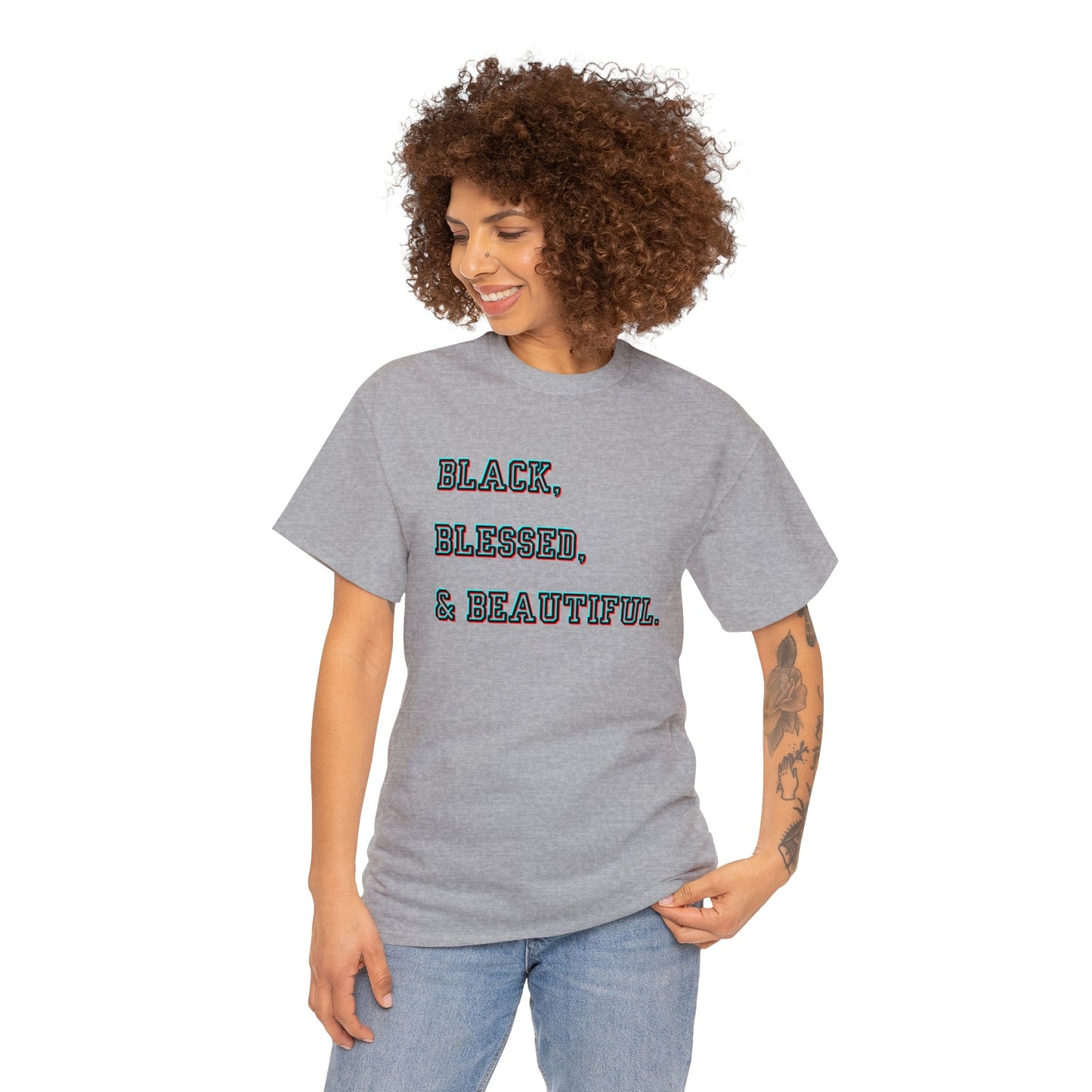 Black Blessed and Beautiful 2 Unisex Heavy Cotton Tee