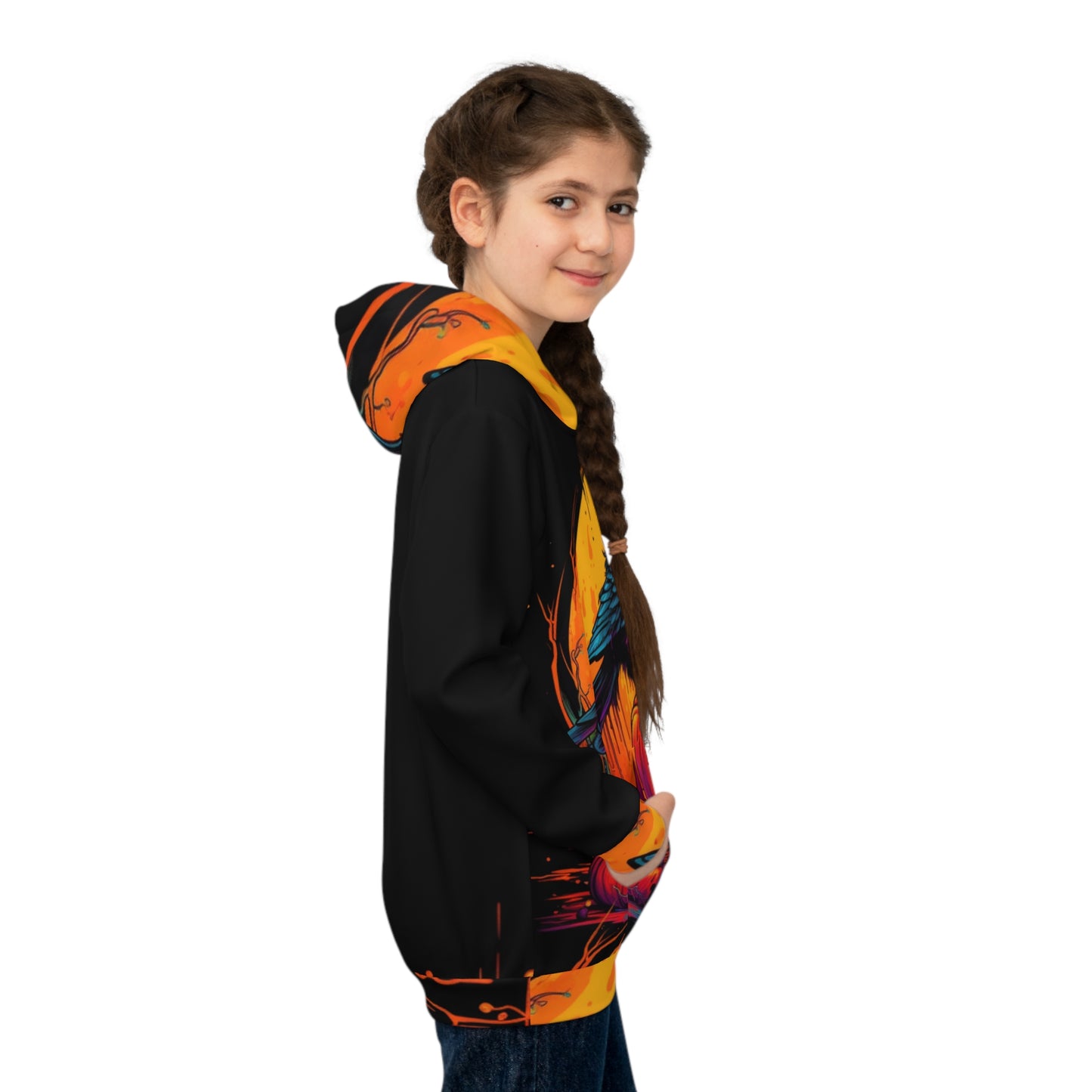 Sudadera con capucha para niños Fall Pumpkin Bird B (AOP)