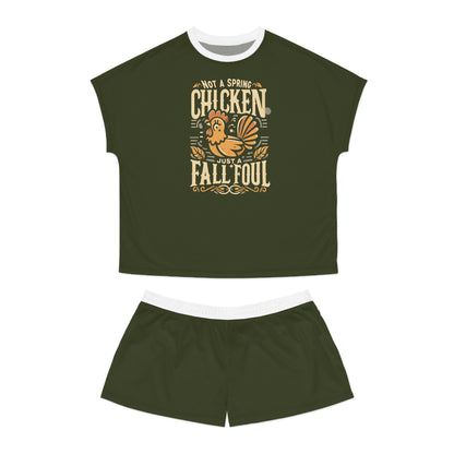 Fall Foul A Fall Green Women's Short Pajama Set