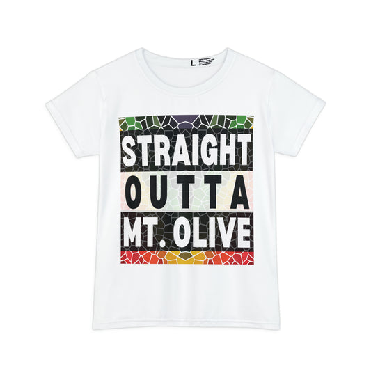 Straight Outta ... Mt Olive A White Women's Short Sleeve Shirt (AOP)