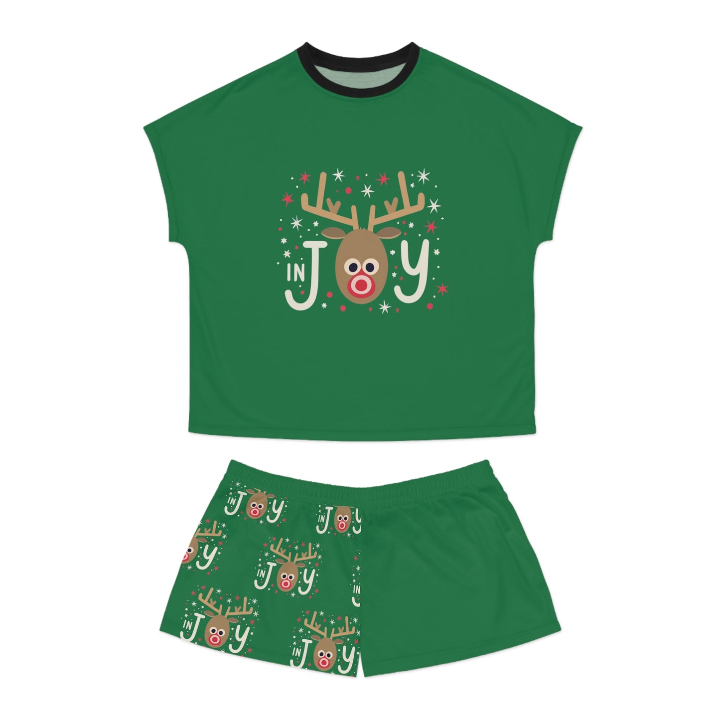 In Joy B Reindeer Women's Short Pajama Set