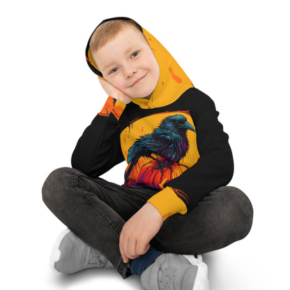 Sudadera con capucha para niños Fall Pumpkin Bird B (AOP)