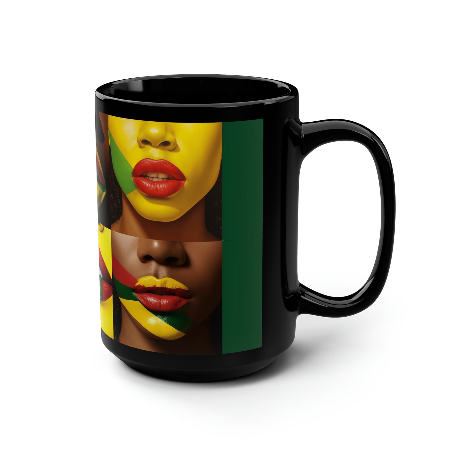 BHE Lips Lips A Simple Black Mug, 15oz