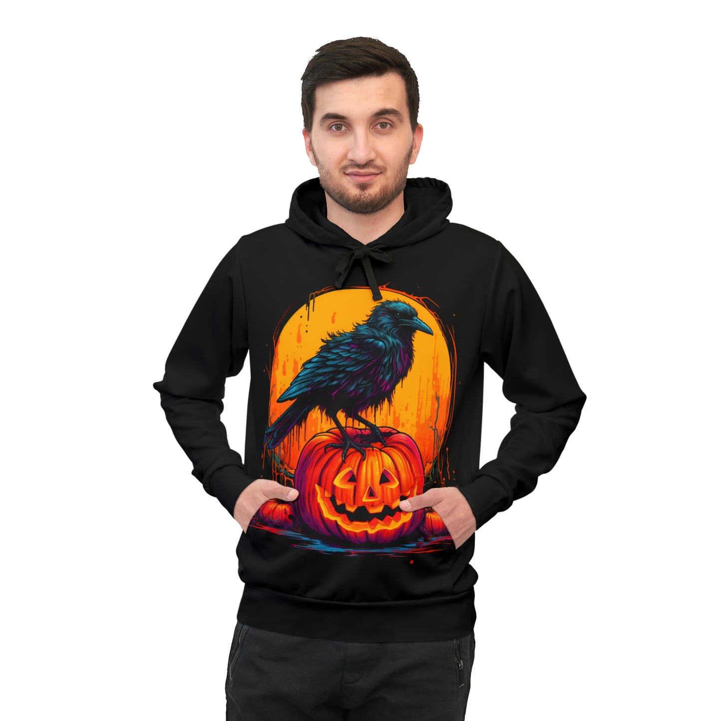 Sudadera con capucha deportiva Fall Pumpkin Bird B (AOP)