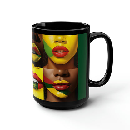 BHE Lips Lips A Simple Black Mug, 15oz