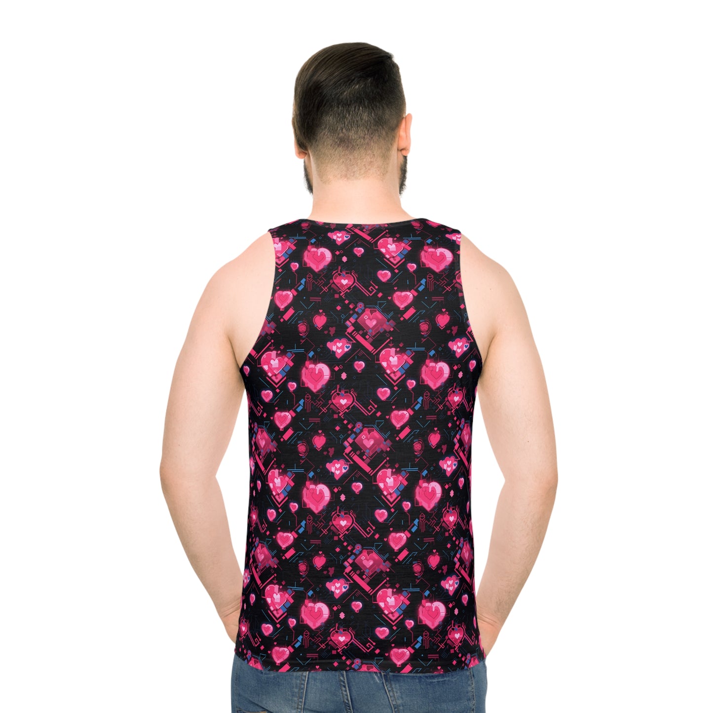 Pink Heart Unisex Tank Top (AOP)