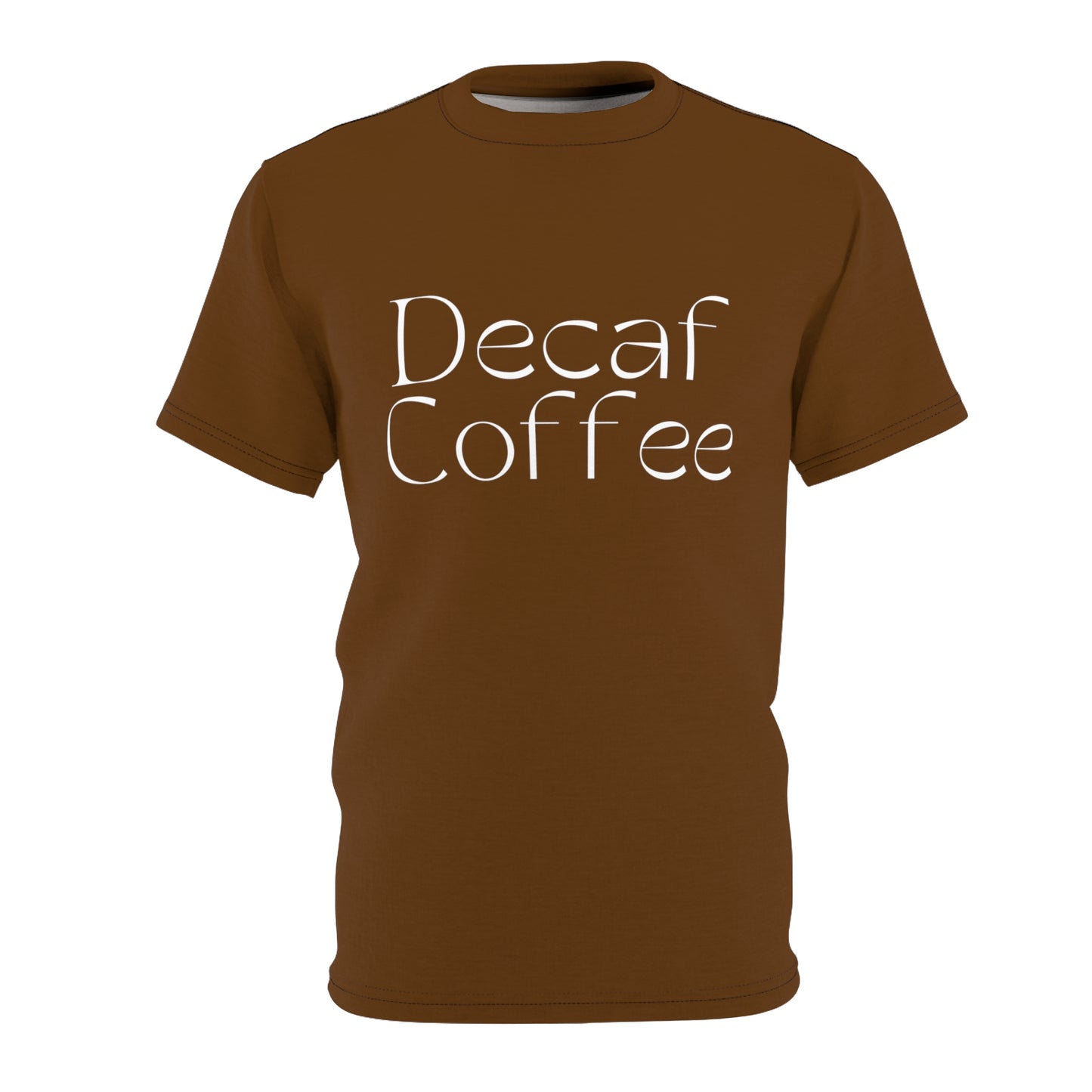 Disfraz de Halloween Café descafeinado marrón oscuro Camiseta unisex cortada y cosida (AOP)