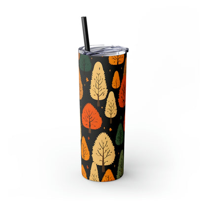 Fall Trees D Skinny Tumbler with Straw, 20oz