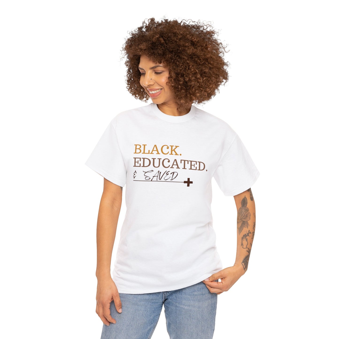 Black Educated and Saved Unisex Heavy Cotton Tee