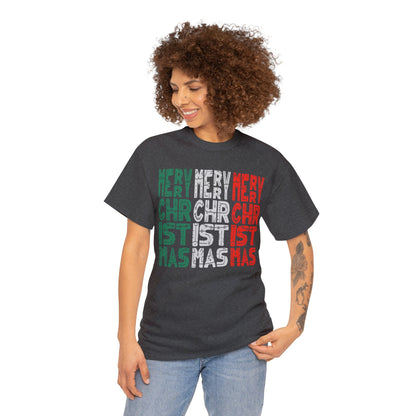 Multiple Merry Christmas Unisex Heavy Cotton Tee