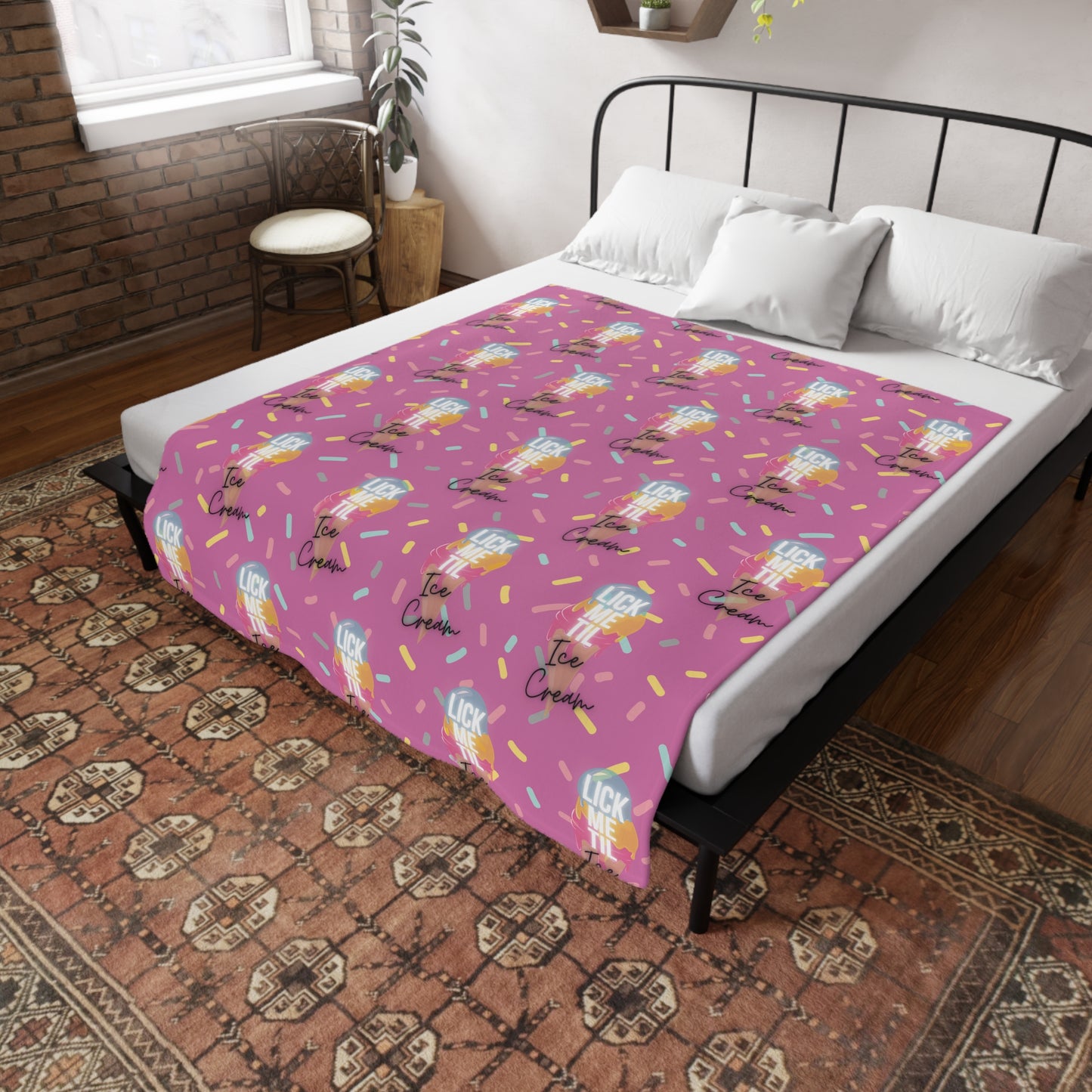 Ice Cream B Plush Fleece Blanket