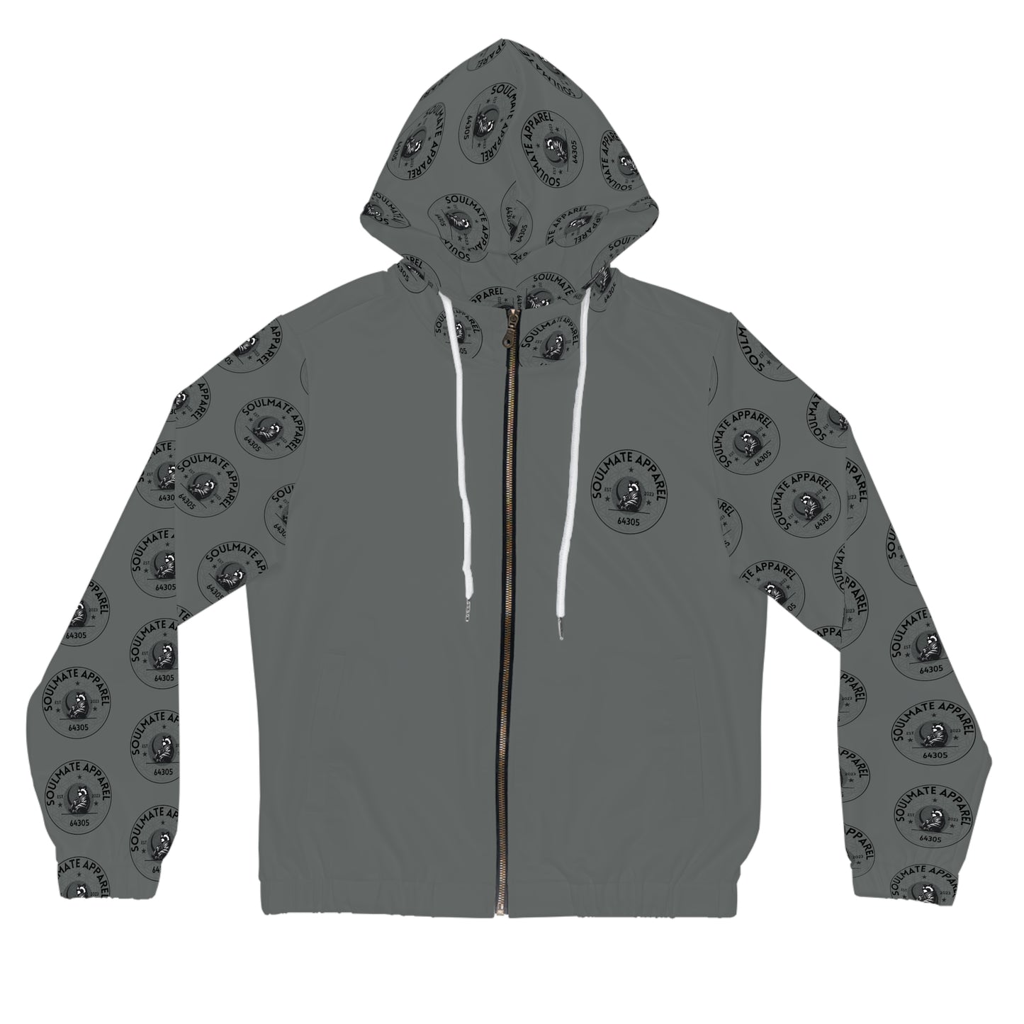 Soulmate Apparel Tanuki Black Text Grey Women’s Full-Zip Hoodie